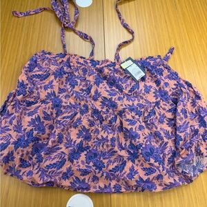 Universal Thread Womens Size M Tie-Strap Tiered Tank Top Floral Pink